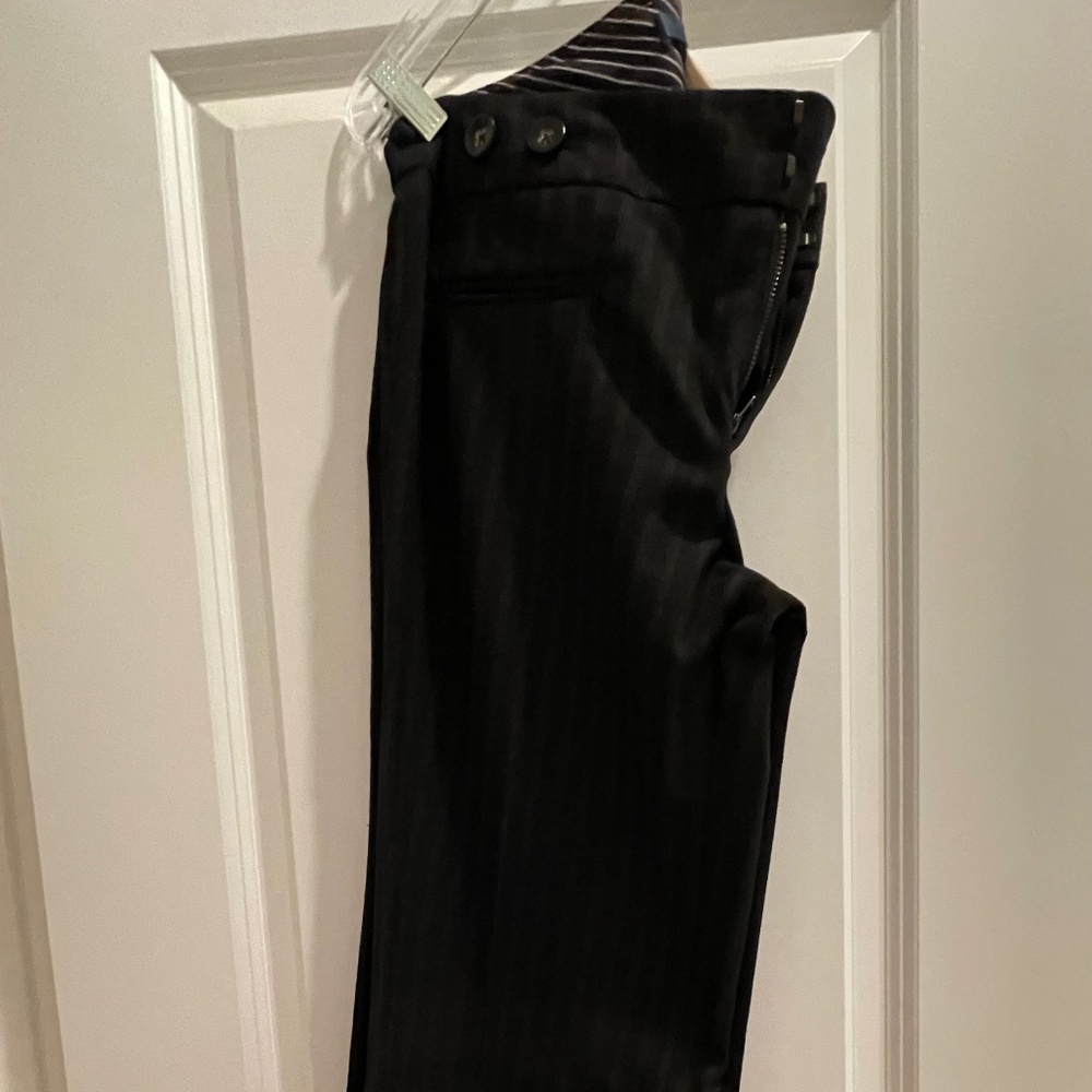 Anthropologie Black/grey Pinstripe Wide Leg Trouser